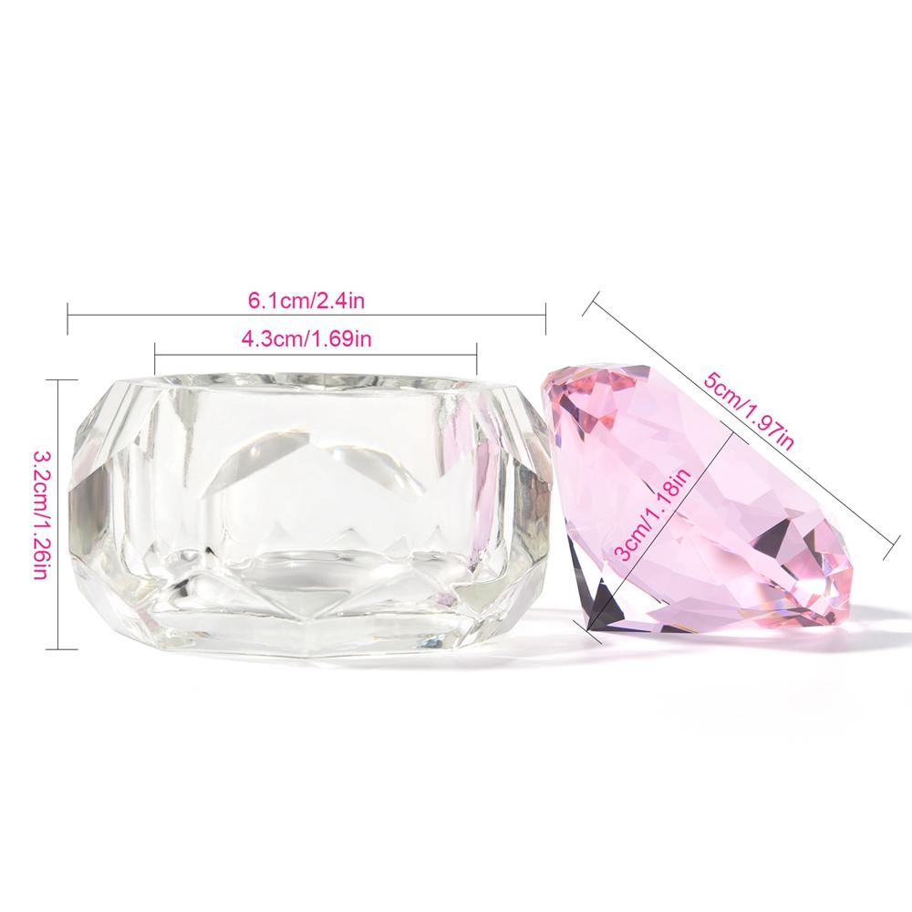 1PC Damiond Shaped Glass Nail Cup Colorful Dappen Dish Lid Cup Holder Equipment Nail Art Tools