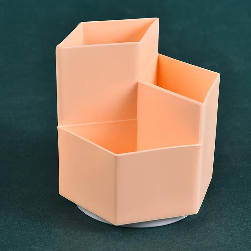 Creative and fashionable student desktop storage box with rotating pen holder оранжевый