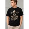 Men's Black Short Sleeve T-Shirt with Vintage Cowboy Skull Graphic, Crew Neck, Soft Cotton Blend, Relaxed Fit for Casual Wear or Outdoor Adventures