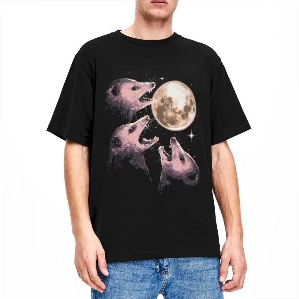 Fantastische Lustige Opossum Meme T-Shirts für Männer Frauen Drei Opossums Heulen den Mond an T-Shirt Geschenkidee Kleidung