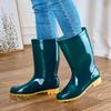 Medium Tube Four-season Rain Shoes Women's Warm Special Shoes Medium Top Non-slip Water Boots Velvet Rain Boots Work