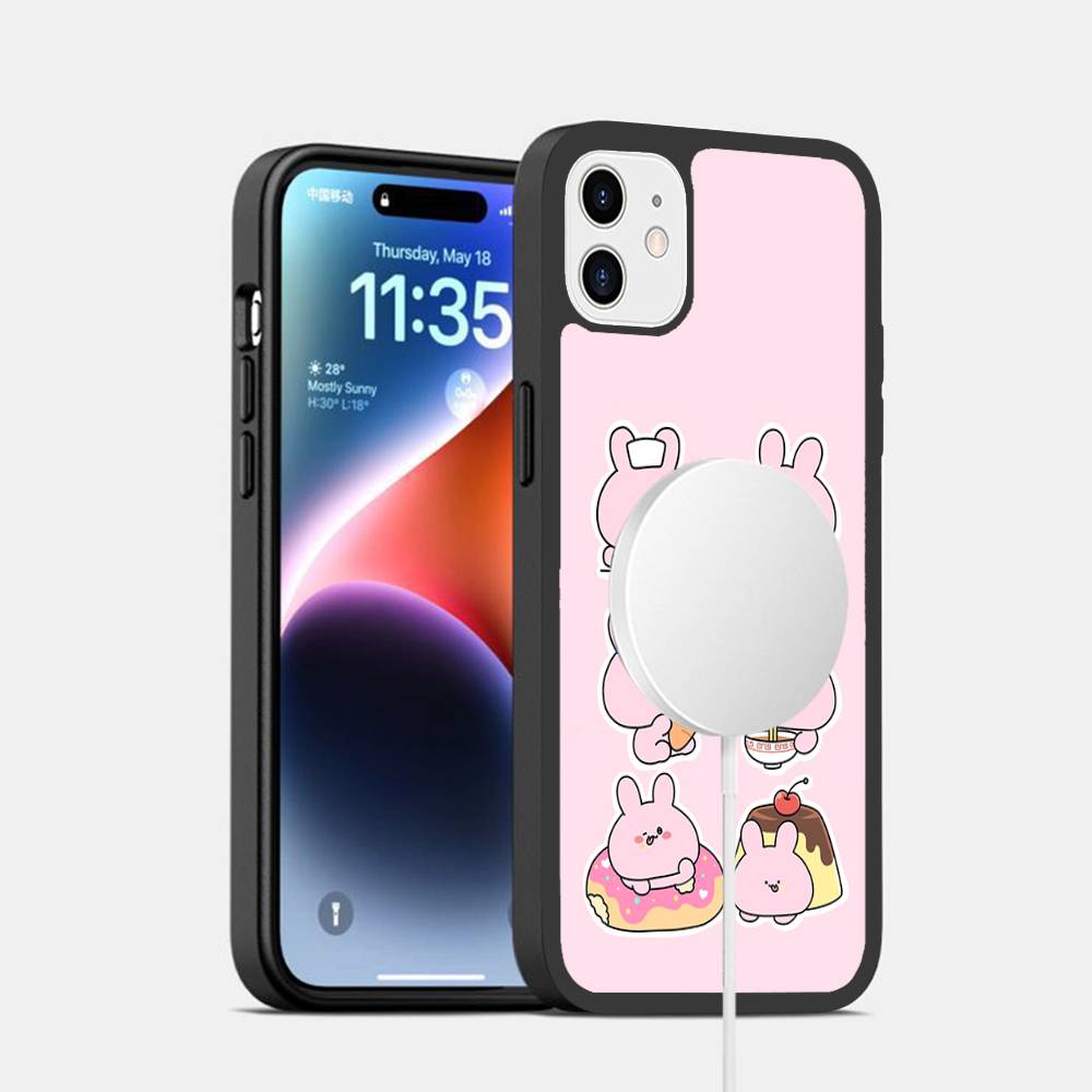 Asamimichaan Asleep Cute Asamimi Magnetic Matte Phone Case For iPhone 16 17 15 14 13 12 11 For Magsafe Wireless Charge Cover