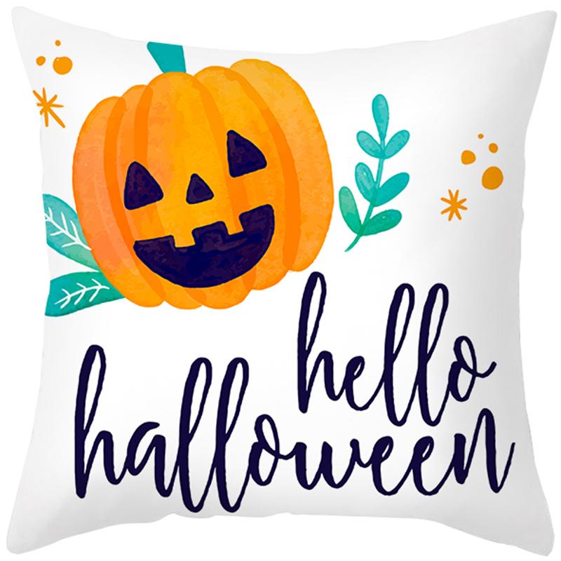 Halloween Theme Horror Pumpkin Bat Print Pattern Cushion Cover Home Living Room Sofa Decoration Square Throw Pillow Cover