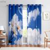 Window Curtains Floral Butterfly Print Curtains Pastoral Style Bedroom Living Room Kitchen Decorative Curtains 2 Pieces