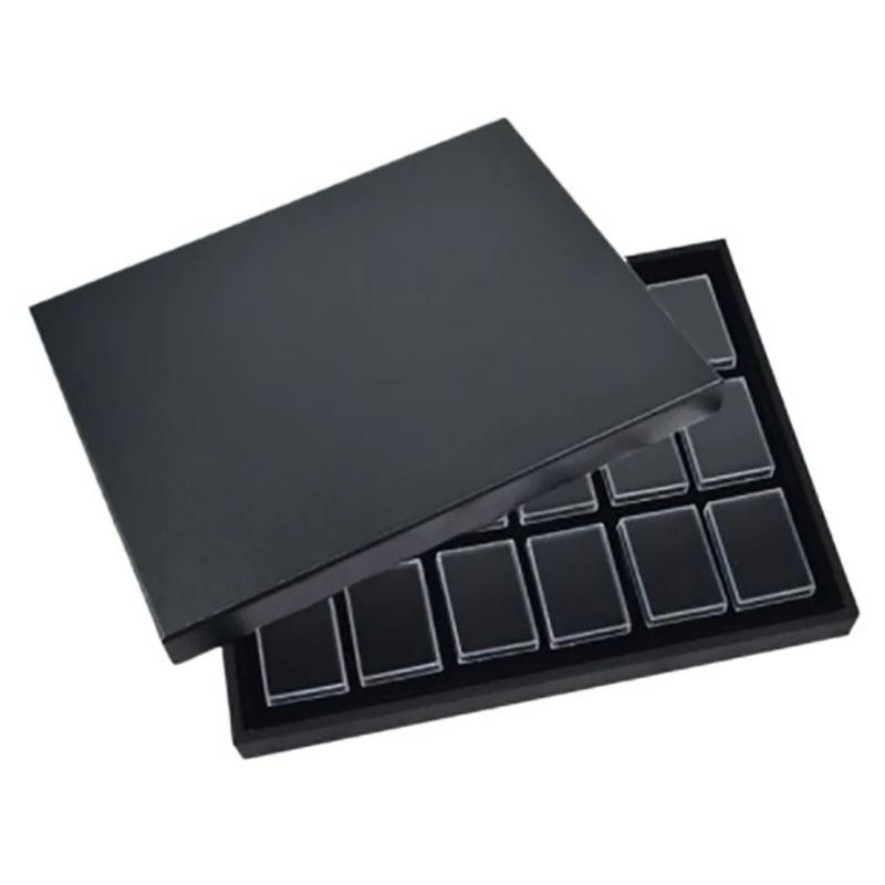 18 Edelsteinhalter-Etui für Schmuckausstellung und Aufbewahrung Quadratischer Edelstein-Organizer mit Schaumstoff für Sammlerstücke und Kristalle