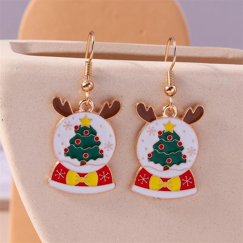 Cute Christmas Tree Drop Earrings Women Girls Elk Snowman Santa Claus Earrings X'mas New Year Party Jewelry Gifts