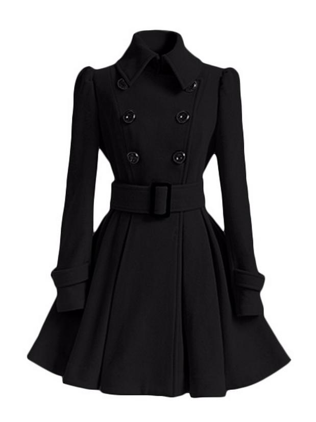 2018 Slim Fit European & American Women's Long Wool Coat with Belt