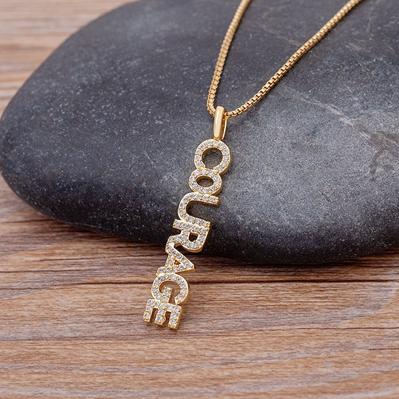 

Nidin Fashion Forever Love Amore Letters Pendant Necklaces for Women Cubic Zirconia Birthday Party Jewelry Girl Friend Gifts