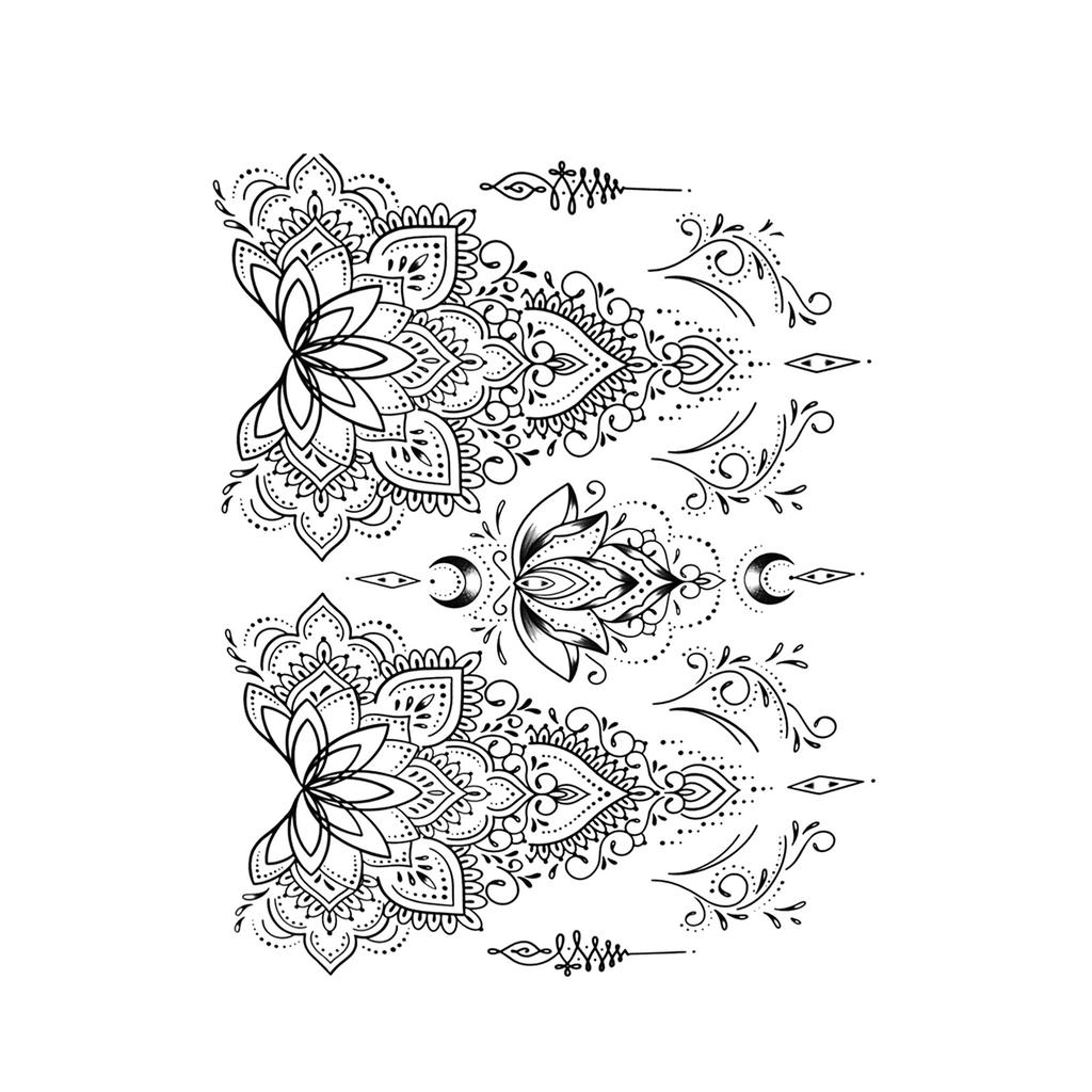 Advanced Sense Thorns Sun Moon Lotus Totem Crown Butterfly Love Flower Arm Waist Tattoo Sticker