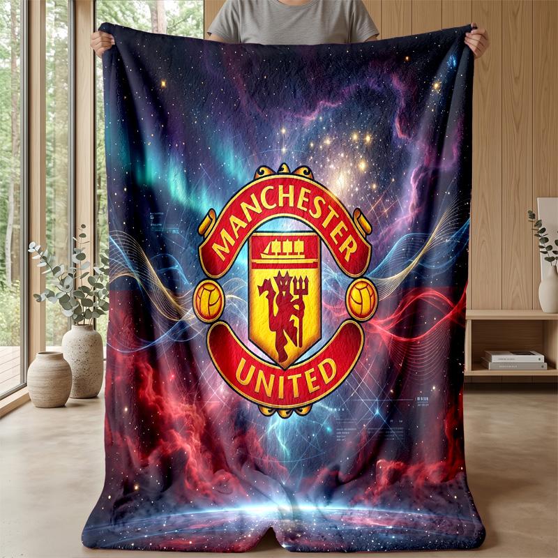 Manchester United Theme Blanket Soft Flannel Blanket Plush Throw Blanket Cozy Sofa Bed Blanket for Home Decor