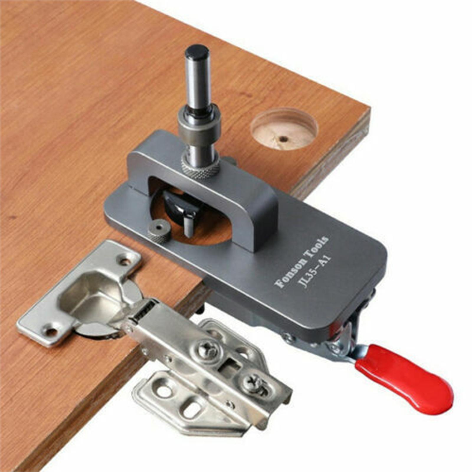 

35MM Concealed Hinge Jig, Aluminum Alloy Hinge Hole Drilling Jig Puncher Locator, Woodworking Drilling Tools For Door Cabinets Hinges Mounting 35mm#1