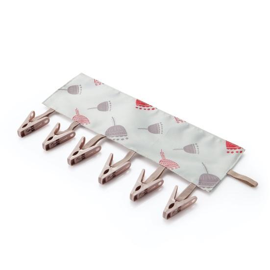 Clothes Socks Hanger with 6 Clips Strong Load-bearing Fastener Tape Design Folding Clothes Hanger Clips Towel Drying Rack