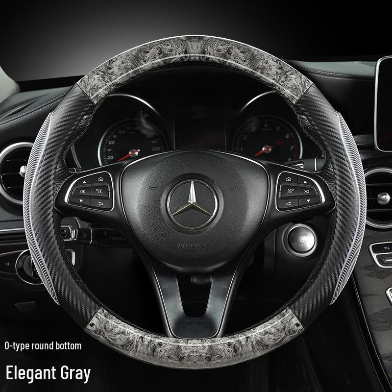 Steering Wheel Cover with Wood Grain & Carbon Fiber Trim for Volkswagen Sagitar & Magotan