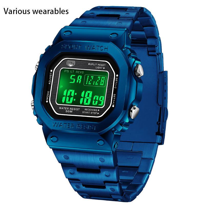 

Мужские часы-будильник многофункциональные спортивные часы квадратные модные ручные подъемные легкие водонепроницаемые электронные часы