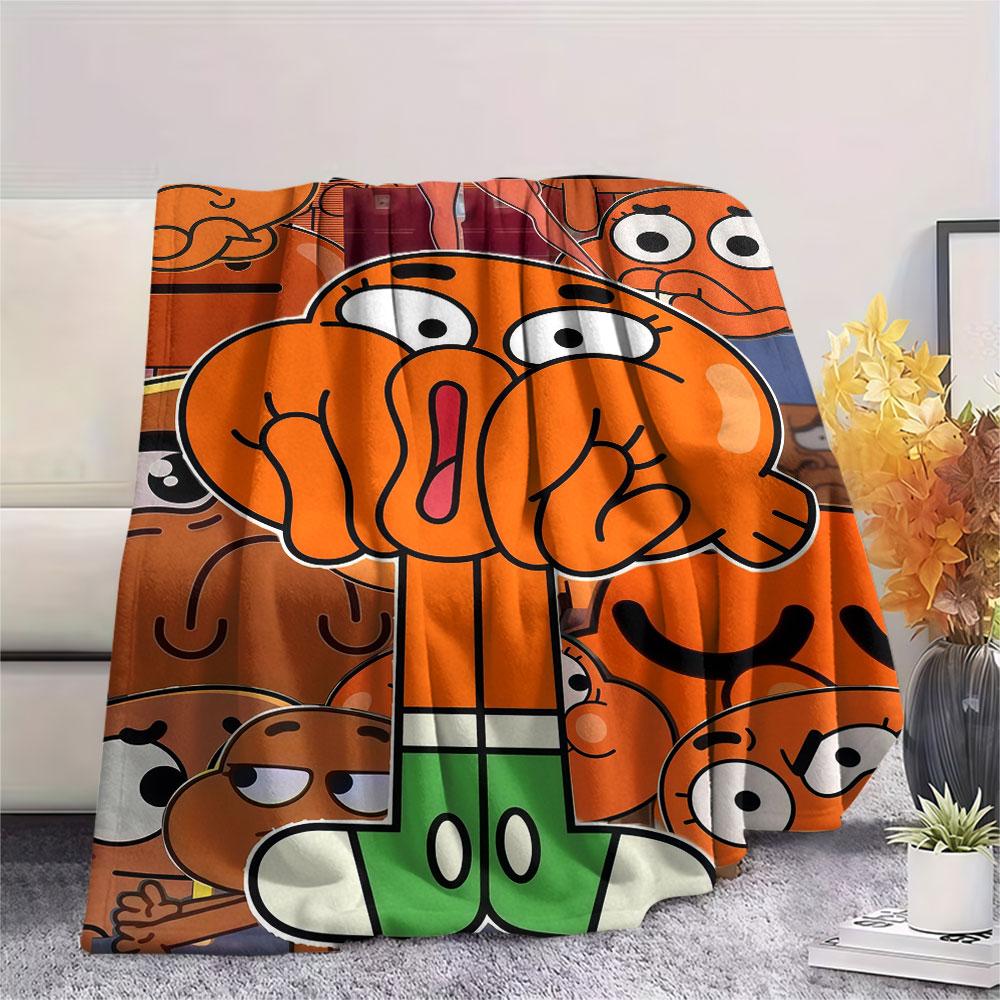 Darwin Watterson Printed Flannel Blanket, soft throw for bedroom sofa, washable, fan merchandise, great gift.