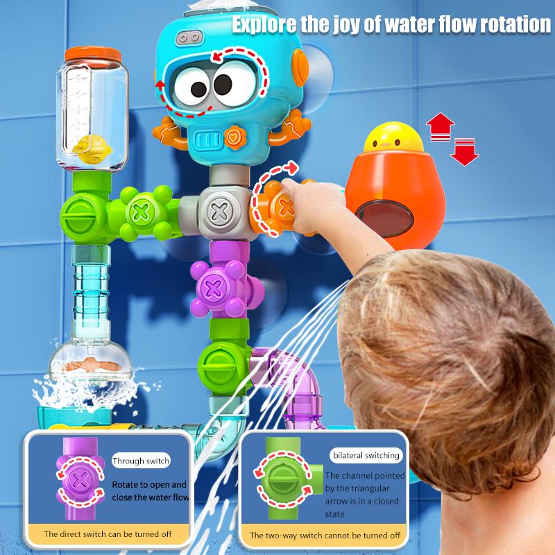 Baby Bath Toys with Strong Suction Cups Tubes Spinner Squirt Water Game Set Toddlers Kids Shower Pool for 3 Years Children Gifts