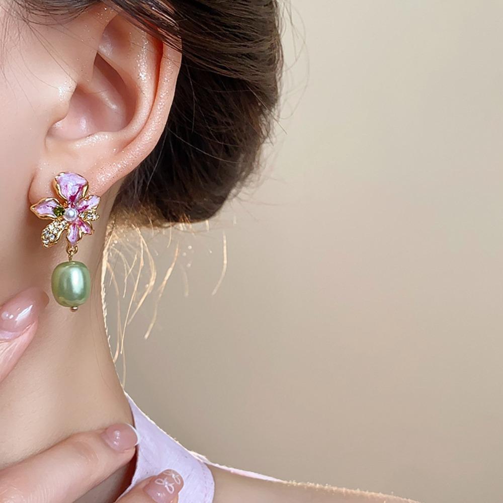 Pearl Pendant Bohemian Earrings Women Ear Jewelry Sweet Drop Earrings Flower Stud Earrings Party