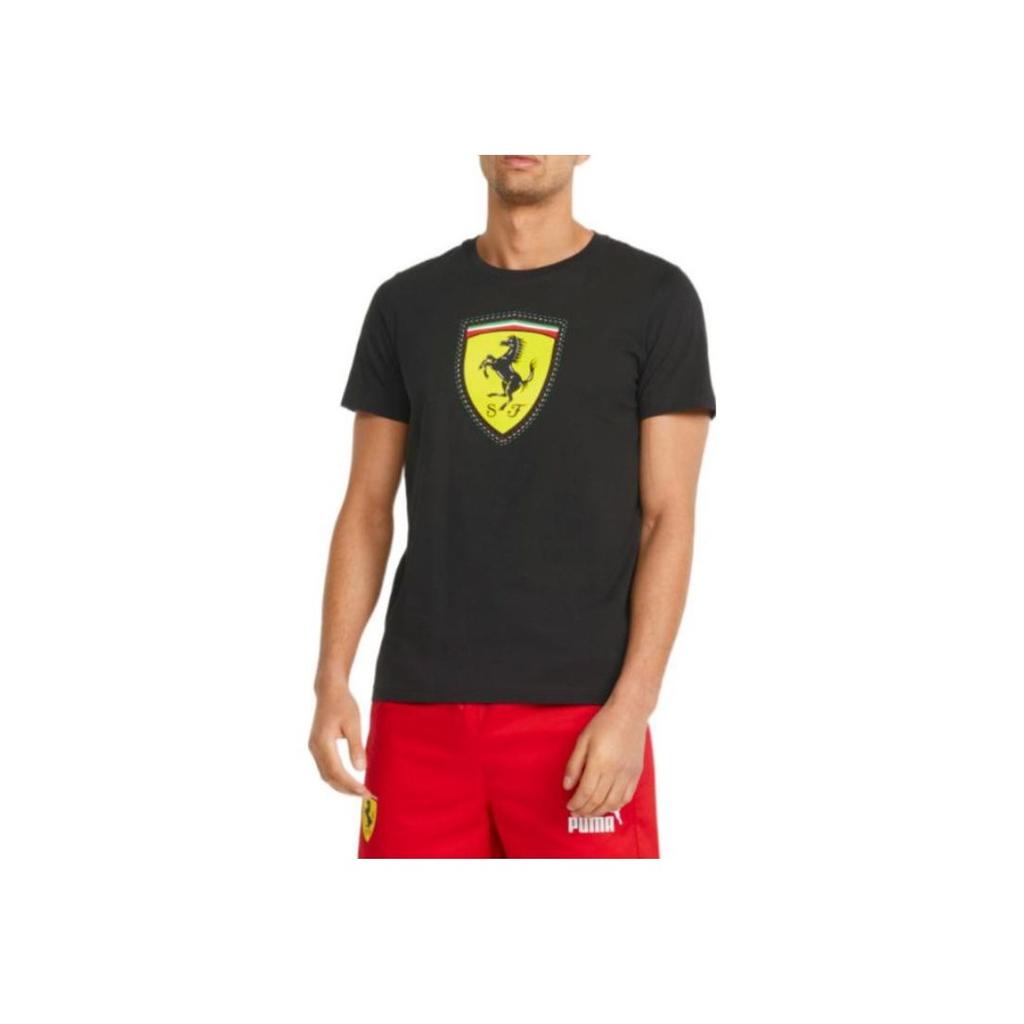 Puma Ferrari Racing Series Shield Print Crew Neck T-Shirt Men Tops Black 533753-01