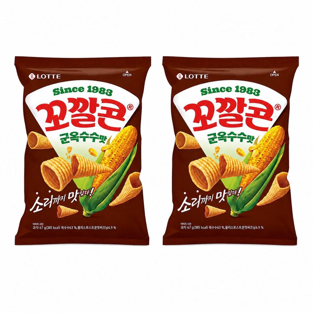 Lotte Kokal Corn Snack (Grilled‑Corn Flavor) 67g