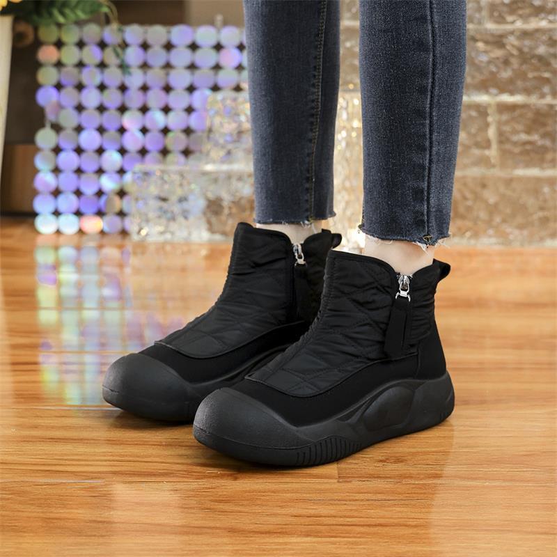 Mom cotton shoes autumn velvet one pedal soft-soled snow boots non-slip warm high-top sports fluffy short boots