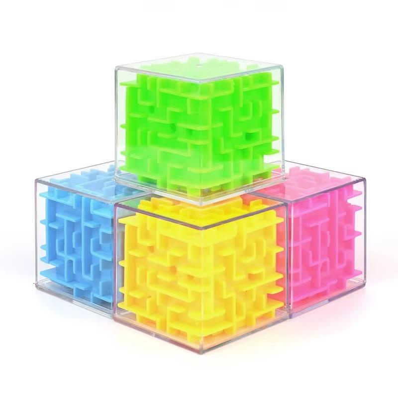 TOBEFU 3D Maze Magic Cube Transparent Six-sided Puzzle Speed Cube Rolling Ball Game Cubos Maze Toys for Children Educational