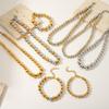 INS Fashion 18K Gold-Plated Stainless Steel Beaded Necklace, No-Fade, High-Grade Titanium Steel Jewelry.