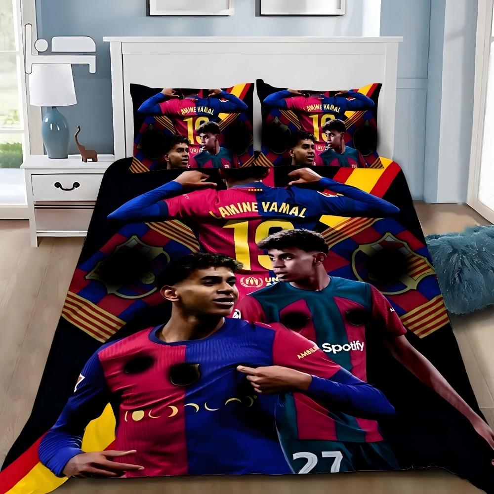 Housse de couette taie d'oreiller étoile de football Literie Décoration de chambre Cadeau enfant adulte Lit simple double Grande TailleHousse de couette à fermeture éclair 70x140cm