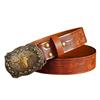 Women Western Belt Engraved Bull Metal Buckle Pants Belt Unisex Cowgirl Belt