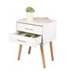 Stable Bedside Table with Two Drawers Floor Cabinet Bedroom Nightstand Storage Organizer