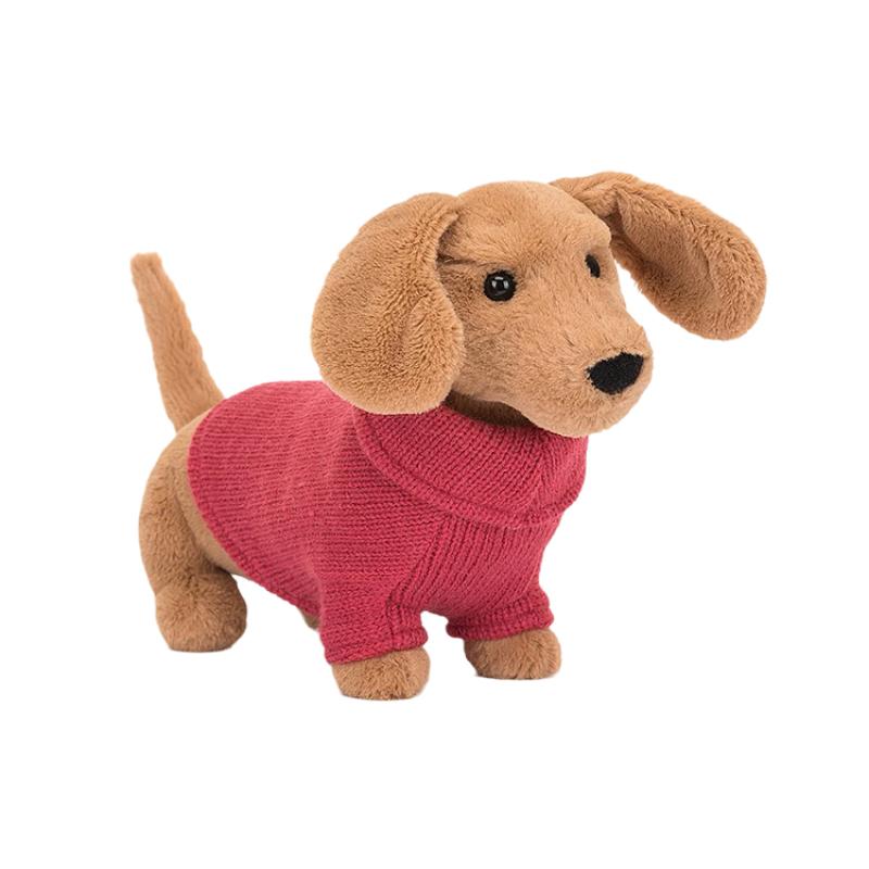 JELLYCAT Shy Series Animal Sweater Sausage Dog Pink Cute Doll Plush Doll 14cm High