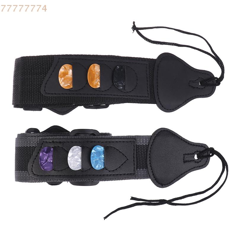 Belt Accessories Adjustable PU Leather Electric Guitar Strap with 3 Picks Holders for Acoustic And Bass Guitar