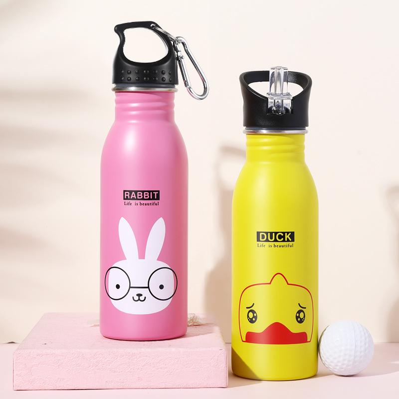 American-Style Children's Sports Water Bottle - 304 Stainless Steel Cartoon Kettle, Portable Fashion Cup, Gift Option