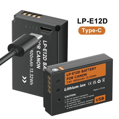 PALO LP-E12 LP E12 Battery Supports Type-C Charging for Canon EOS M/M2/M10/M50, EOS Rebel SL1, EOS 100D Digital Cameras (1800 mAh 1~4 Pcs)