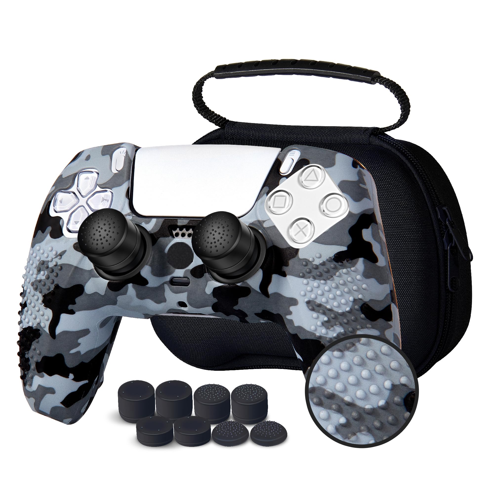 

JYXETOV PS5 Controller Cover Storage Bag Free 8 Button Silicone Charging with Original Suitable for Printing + (27 Options), Caps, Protection,