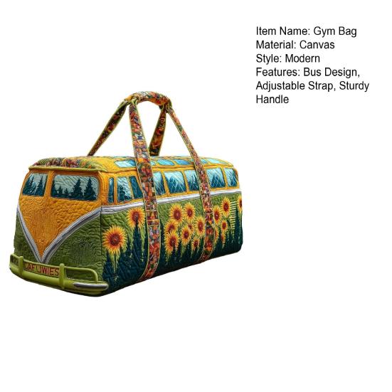 Bolsa de Gimnasio Patrón de Árbol Diseño de Autobús Bolso Acolchado con Correa Ajustable Asa Resistente Ropa Artículos de Tocador Bolsa de Viaje