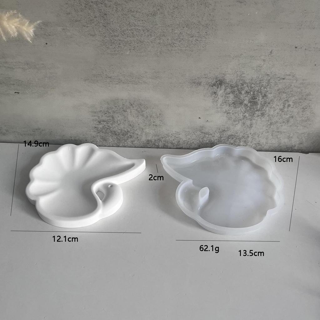 Swan Tray Coaster Casting Clay Silicone Molds DIY Cygnus Feather Jewelry Display Plate Gypsum Plaster Mould Organizer Resin Mold