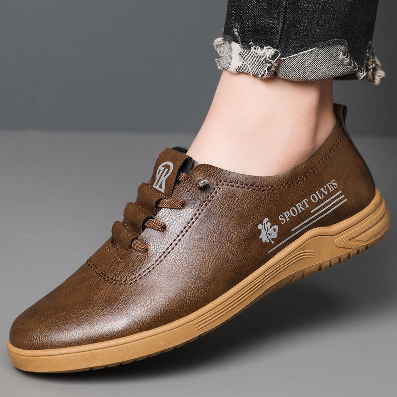 Large Size Four Seasons New Men's Shoes Men's Shoes Casual One-pedal Breathable Fashion Soft Bottom Round Head Men's Leather Driving Shoes