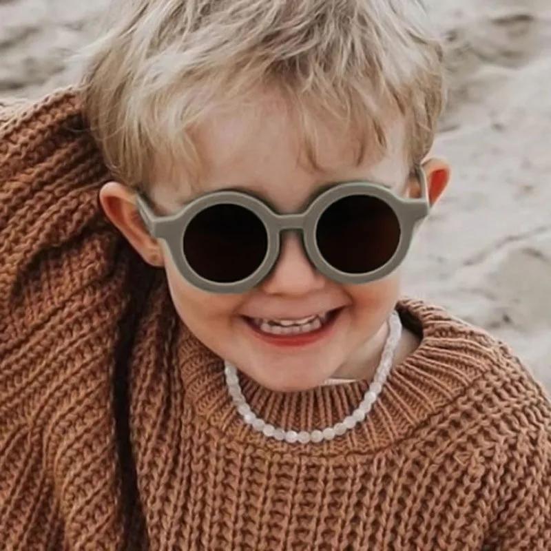 Fashion Kids Outdoor Portable Folding Sunglasses Retro Round Frame Eye Protection Sun Glasses for Boys Girls Children Travel Eyewear