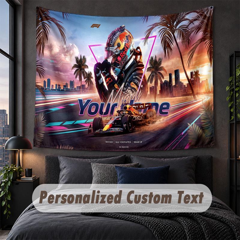 Custom Name Text Tapestry,Max Verstappen Decorative Wall Hanging, Background Tapestry For Home Bedroom