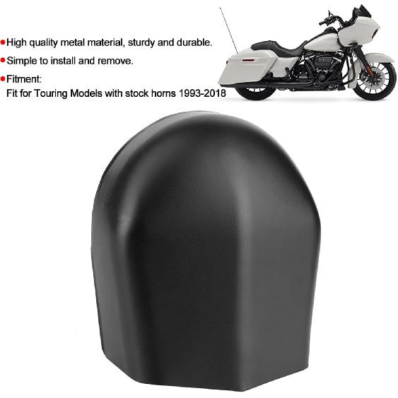 Acouto Motorcycle Horn Cover for Touring with Stock Horns 1993-2018 Metal Replacement Accessories (Matte Black)