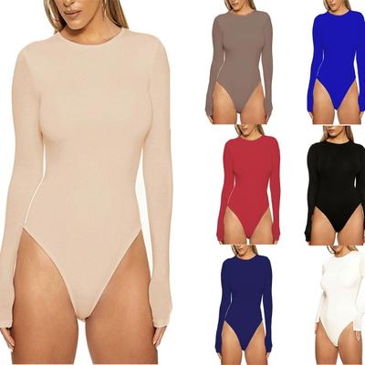 Classical Basic Long Sleeve Bodysuit Crotch Snaps Bodycon Shirt for Easy Access and Seamless Under Clothing