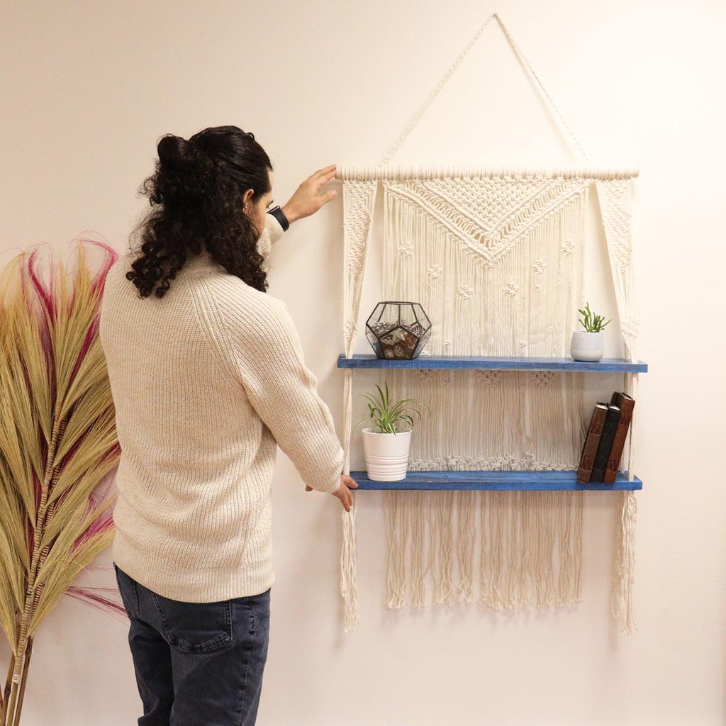 Macrame Hanging Shelves Natural Blue
