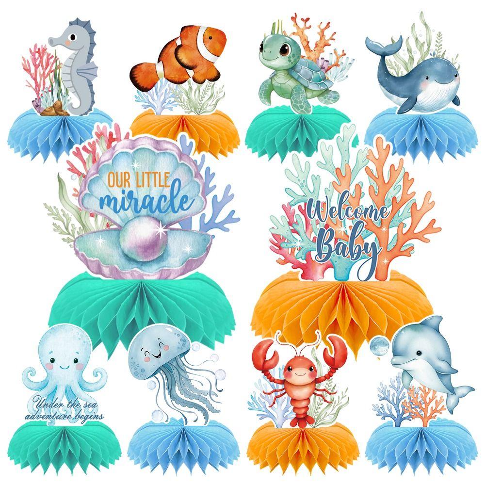 10PCS Set Ocean Animals Centerpieces Under the Sea Decorations  for Gender Reveal Birthday Party