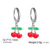 Teamer Enamel Cherry Earrings Stainless Steel Hoop Earring For Women Fashion Sweet Style Summer Jewelry Birthday Gifts 2026 New