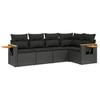 VidaXL Salon de Jardin avec Coussins 5 pcs, Canapés de Terrasse, Ensemble de Meubles de Patio, Mobilier d'Extérieur, Noir 3259185