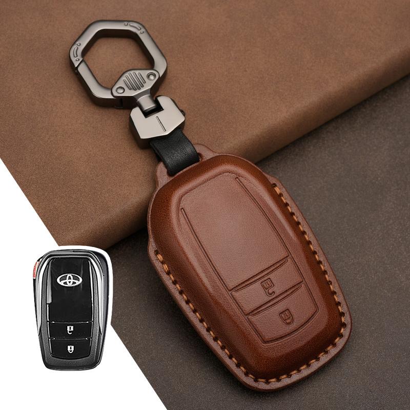 Leather Key Case Cover Shell For Toyota Camry Corolla FJ Land Cruiser RAV4 Prius Sienna Prado CHR Avalon GT86 Protector Keychain