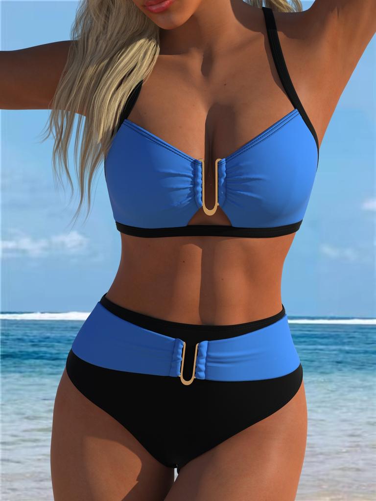 1011 split swimsuit women's suit printed bikini European and American Xiyin temu