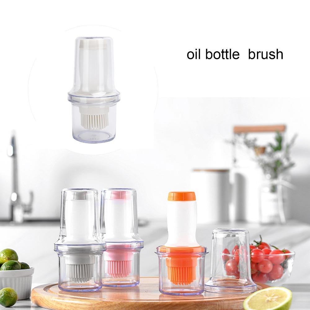Silicone Oil Bottle Brush Push Type Dustproof Oil Dispenser Easy To Clean Transparent Sauce Brush Barbecue/Cooking/Marinating