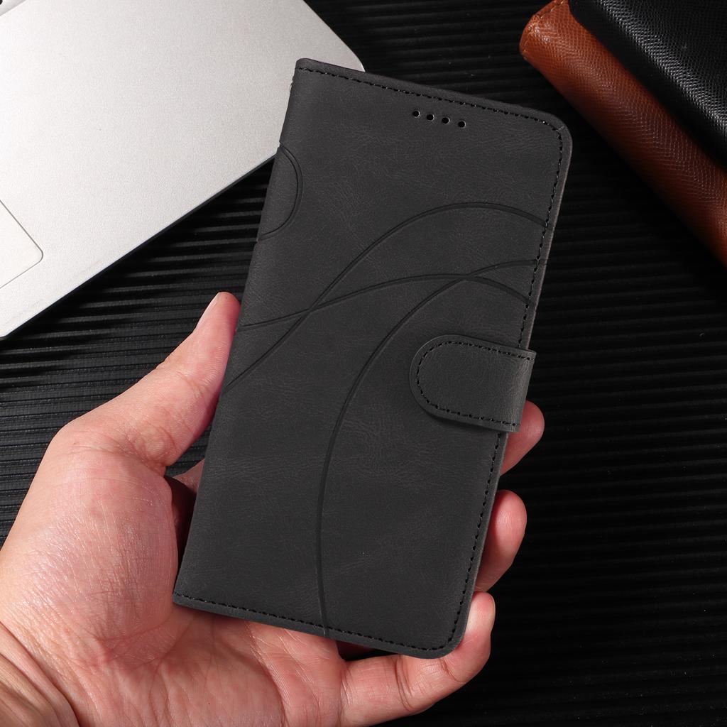 For Xiaomi Redmi 15C 4G (173mm) Wallet Case Leather Phone Cover Stand with Curved Line Design