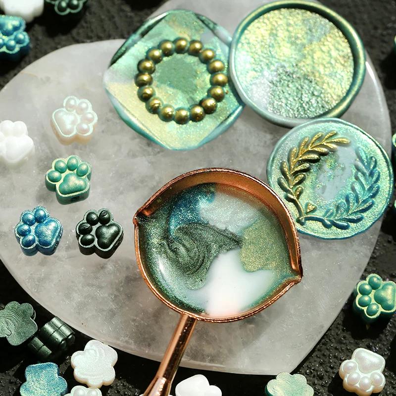 150pcs Original Cat Paw Seal Wax Grains Mixed Color Pearlescent Wax DIY Manual Account Greeting Card Envelope Decoration